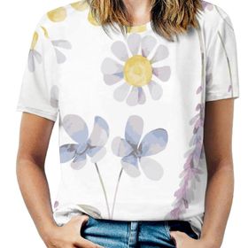 AILLOSA TH-422 Tamamı Baskılı Kısa Kollu Yuvarlak Yaka Kadın T-shirt
