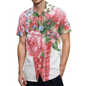 AILLOSA TH-423 Aloha Hawaii 3D Desen Kısa Kollu Erkek Gömlek
