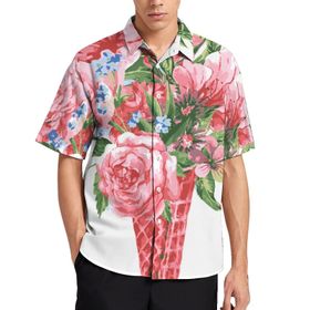 AILLOSA TH-423 Aloha Hawaii 3D Desen Kısa Kollu Erkek Gömlek