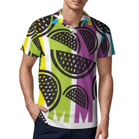 AILLOSA TH-427 3D Baskılı Desen Kısa Kollu Polo Yaka Erkek T-shirt