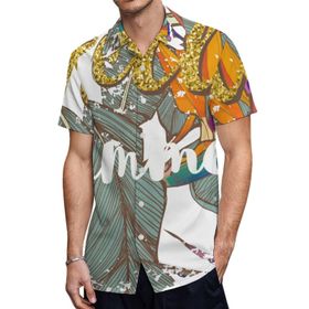 AILLOSA TH-430 Aloha Hawaii 3D Desen Kısa Kollu Erkek Gömlek