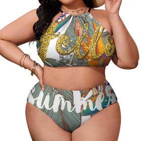 AILLOSA TH-430 Büyük Beden Geniş Askılı Orta Bel Büyük Beden Kadın Bikini Seti