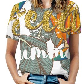 AILLOSA TH-430 Tamamı Baskılı Kısa Kollu Yuvarlak Yaka Kadın T-shirt