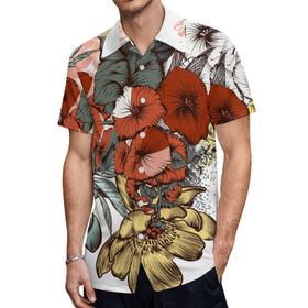 AILLOSA TH-431 Aloha Hawaii 3D Desen Kısa Kollu Erkek Gömlek