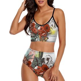 AILLOSA TH-431 Geniş Omuz Askılı Üçgen Bikini Üstü Alçak Bel İki Parça Kadın Bikini Seti