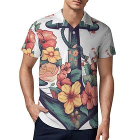 AILLOSA TH-433 3D Baskılı Desen Kısa Kollu Polo Yaka Erkek T-shirt
