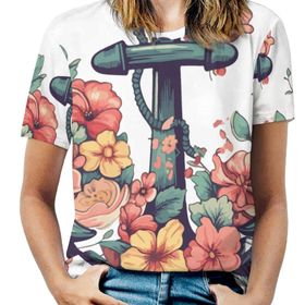 AILLOSA TH-433 Tamamı Baskılı Kısa Kollu Yuvarlak Yaka Kadın T-shirt