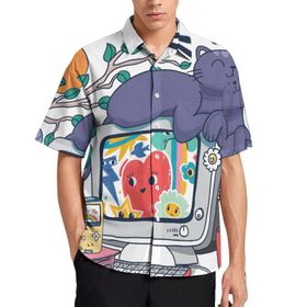 AILLOSA TH-435 Aloha Hawaii 3D Desen Kısa Kollu Erkek Gömlek