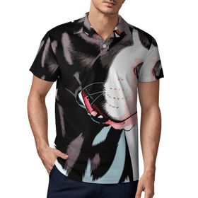 AILLOSA TH-436 3D Baskılı Desen Kısa Kollu Polo Yaka Erkek T-shirt