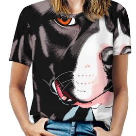 AILLOSA TH-436 Tamamı Baskılı Kısa Kollu Yuvarlak Yaka Kadın T-shirt