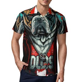AILLOSA TH-439 3D Baskılı Desen Kısa Kollu Polo Yaka Erkek T-shirt