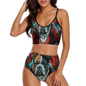 AILLOSA TH-439 Geniş Omuz Askılı Üçgen Bikini Üstü Alçak Bel İki Parça Kadın Bikini Seti