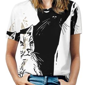 AILLOSA TH-440 Tamamı Baskılı Kısa Kollu Yuvarlak Yaka Kadın T-shirt