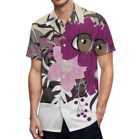 AILLOSA TH-446 Aloha Hawaii 3D Desen Kısa Kollu Erkek Gömlek