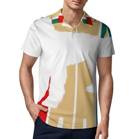 AILLOSA TH-449 3D Baskılı Desen Kısa Kollu Polo Yaka Erkek T-shirt