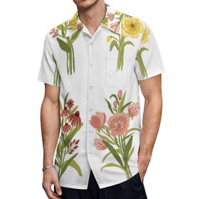 AILLOSA TH-450 Aloha Hawaii 3D Desen Kısa Kollu Erkek Gömlek