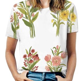 AILLOSA TH-450 Tamamı Baskılı Kısa Kollu Yuvarlak Yaka Kadın T-shirt