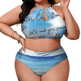AILLOSA TH-451 Büyük Beden Geniş Askılı Orta Bel Büyük Beden Kadın Bikini Seti