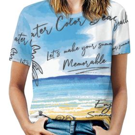 AILLOSA TH-451 Tamamı Baskılı Kısa Kollu Yuvarlak Yaka Kadın T-shirt