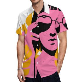 AILLOSA TH-452 Aloha Hawaii 3D Desen Kısa Kollu Erkek Gömlek