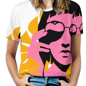 AILLOSA TH-452 Tamamı Baskılı Kısa Kollu Yuvarlak Yaka Kadın T-shirt