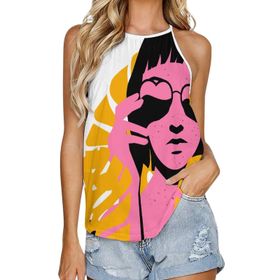 AILLOSA TH-452 Yuvarlak Yaka Kolsuz Kadın T-shirt