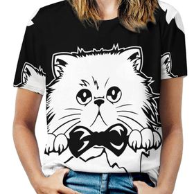 AILLOSA TH-453 Tamamı Baskılı Kısa Kollu Yuvarlak Yaka Kadın T-shirt