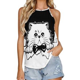AILLOSA TH-453 Yuvarlak Yaka Kolsuz Kadın T-shirt
