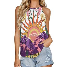 AILLOSA TH-458 Yuvarlak Yaka Kolsuz Kadın T-shirt