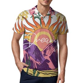 AILLOSA TH-460 3D Baskılı Desen Kısa Kollu Polo Yaka Erkek T-shirt