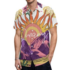 AILLOSA TH-460 Aloha Hawaii 3D Desen Kısa Kollu Erkek Gömlek