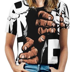 AILLOSA TH-461 Tamamı Baskılı Kısa Kollu Yuvarlak Yaka Kadın T-shirt