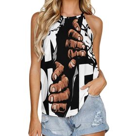 AILLOSA TH-461 Yuvarlak Yaka Kolsuz Kadın T-shirt