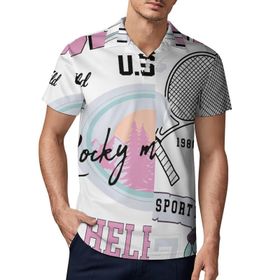 AILLOSA TH-462 3D Baskılı Desen Kısa Kollu Polo Yaka Erkek T-shirt
