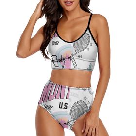AILLOSA TH-462 Geniş Omuz Askılı Üçgen Bikini Üstü Alçak Bel İki Parça Kadın Bikini Seti