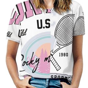 AILLOSA TH-462 Tamamı Baskılı Kısa Kollu Yuvarlak Yaka Kadın T-shirt