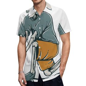 AILLOSA TH-464 Aloha Hawaii 3D Desen Kısa Kollu Erkek Gömlek