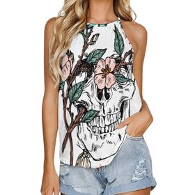 AILLOSA TH-465 Yuvarlak Yaka Kolsuz Kadın T-shirt