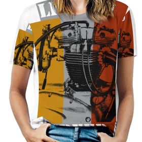 AILLOSA TH-466 Tamamı Baskılı Kısa Kollu Yuvarlak Yaka Kadın T-shirt