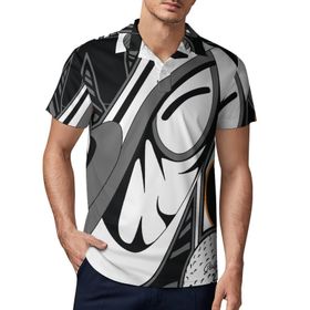 AILLOSA TH-467 3D Baskılı Desen Kısa Kollu Polo Yaka Erkek T-shirt