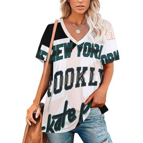 AILLOSA TH-468 Tamamı Baskılı Kısa Kollu V Yakalı Kadın T-shirt