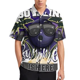 AILLOSA TH-469 Aloha Hawaii 3D Desen Kısa Kollu Erkek Gömlek