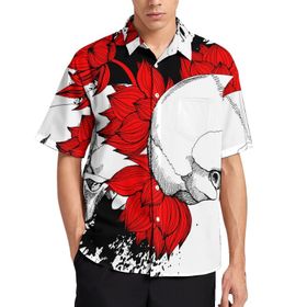 AILLOSA TH-475 Aloha Hawaii 3D Desen Kısa Kollu Erkek Gömlek