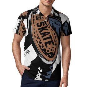 AILLOSA TH-478 3D Baskılı Desen Kısa Kollu Polo Yaka Erkek T-shirt