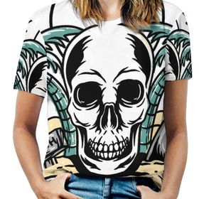 AILLOSA TH-480 Tamamı Baskılı Kısa Kollu Yuvarlak Yaka Kadın T-shirt