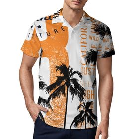 AILLOSA TH-481 3D Baskılı Desen Kısa Kollu Polo Yaka Erkek T-shirt