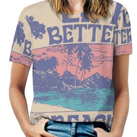 AILLOSA TH-482 Tamamı Baskılı Kısa Kollu Yuvarlak Yaka Kadın T-shirt
