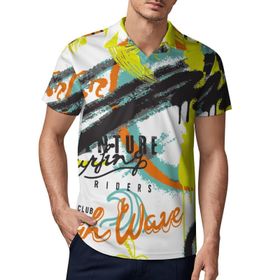AILLOSA TH-483 3D Baskılı Desen Kısa Kollu Polo Yaka Erkek T-shirt