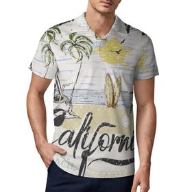 AILLOSA TH-484 3D Baskılı Desen Kısa Kollu Polo Yaka Erkek T-shirt