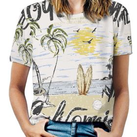 AILLOSA TH-484 Tamamı Baskılı Kısa Kollu Yuvarlak Yaka Kadın T-shirt